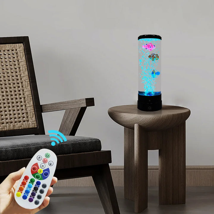 Simuleret LED farverig stor boble fiskelampe akvarium tank USB natlys til hjemmekontor, soveværelse, stue