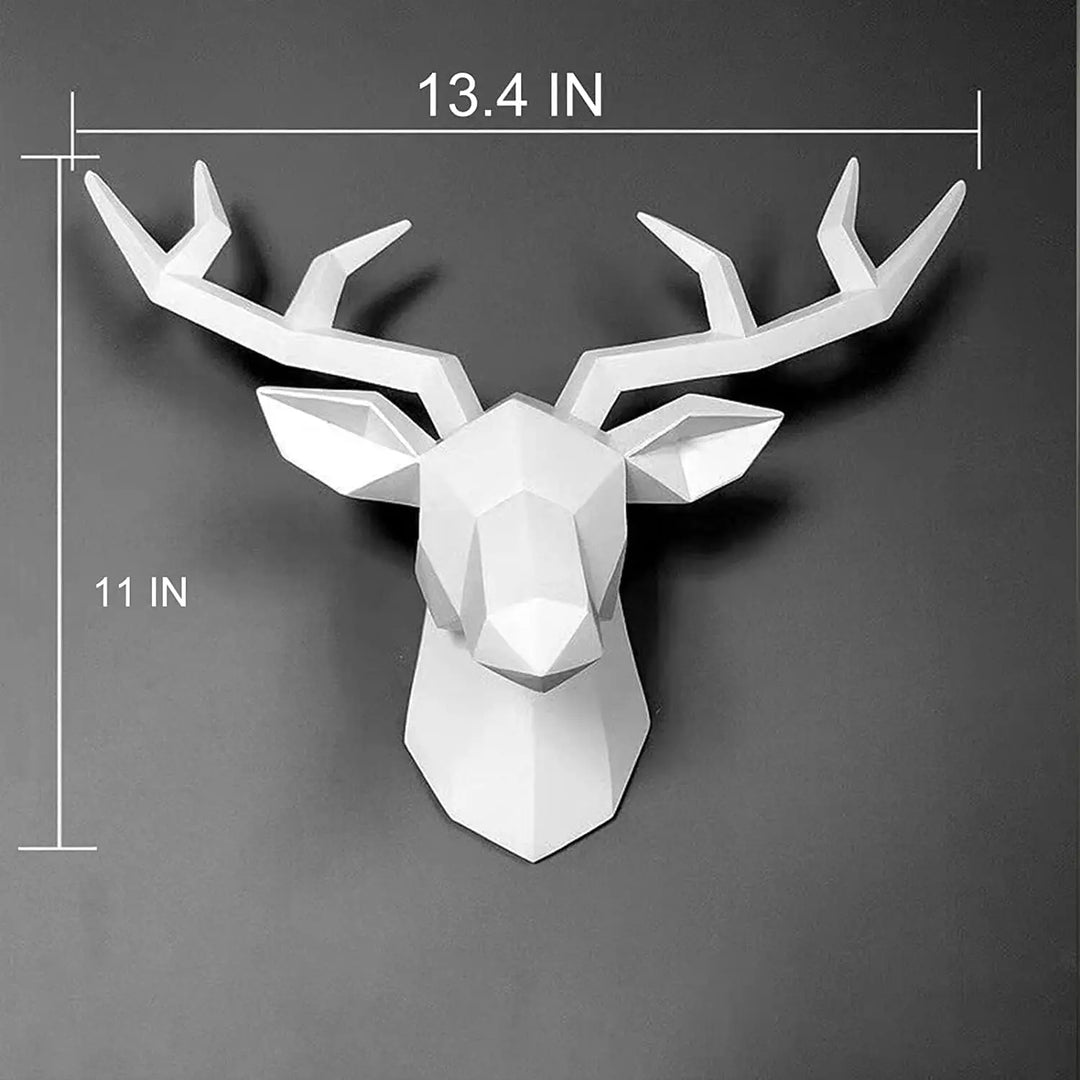 3D-Hjortehoved Skulptur, geometrisk harpiks, dyrehoved vægdekoration, moderne boligindretning, luksuriøs dekorativ vægdekoration