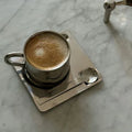 Kaffekop og Bakke i Rustfrit Stål