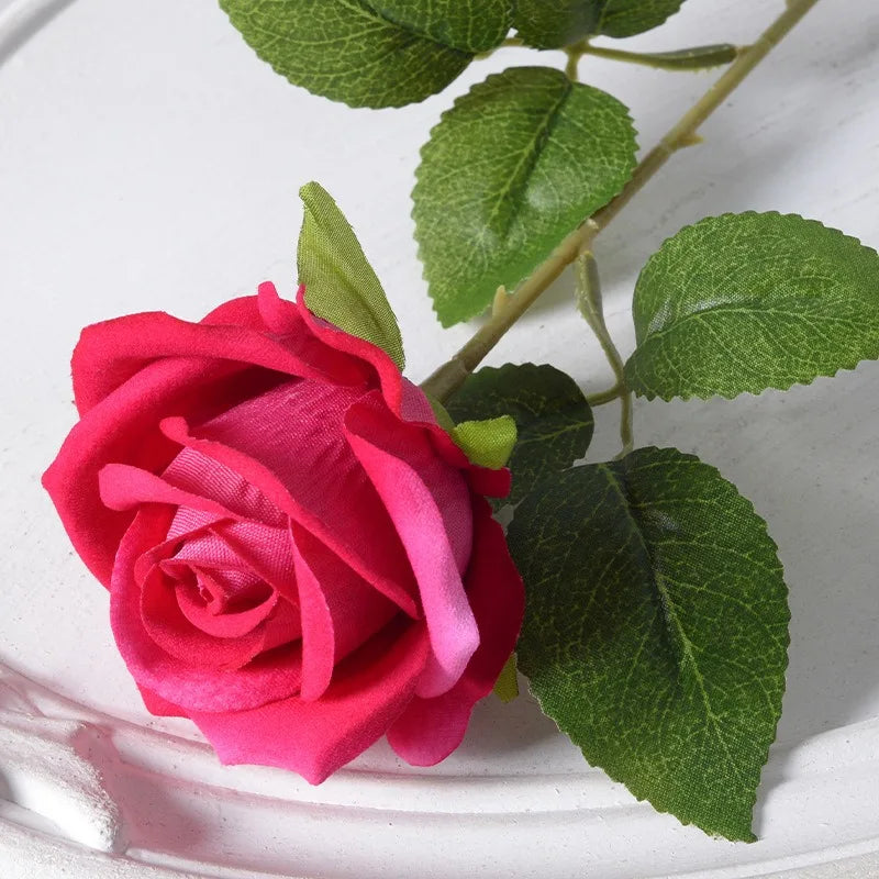 20 stk. Realistisk Velvet Silke Rose Bouquet