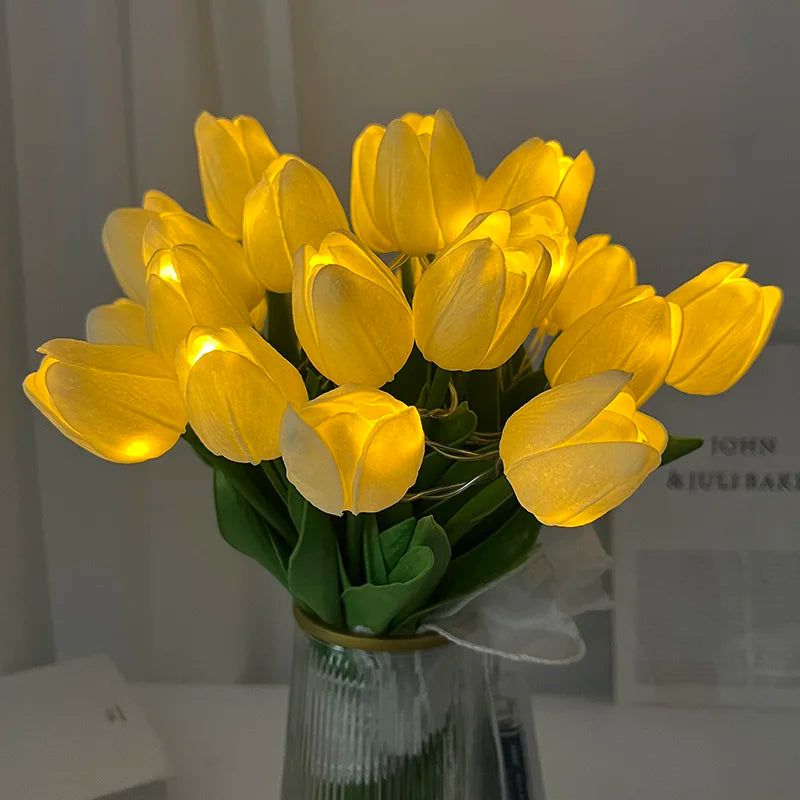 LED-lampe med kunstig tulipanbukket, perfekt til gaver eller som dekorationer til bryllupsfester