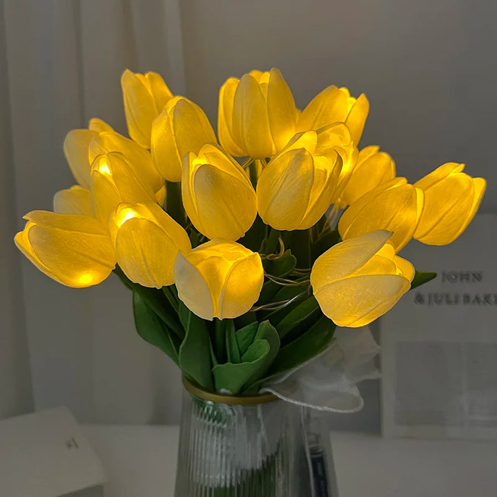 LED-lampe med kunstig tulipanbukket, perfekt til gaver eller som dekorationer til bryllupsfester
