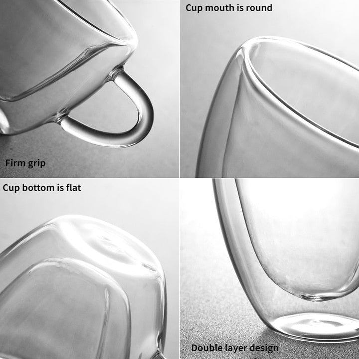 Hjerteformet Glas Krus Dobbeltvægget Kaffe Kopper Isolerede Te Mælk Citronsaft Vand Kop Varmebestandigt Drikkevare Gave til Elskere
