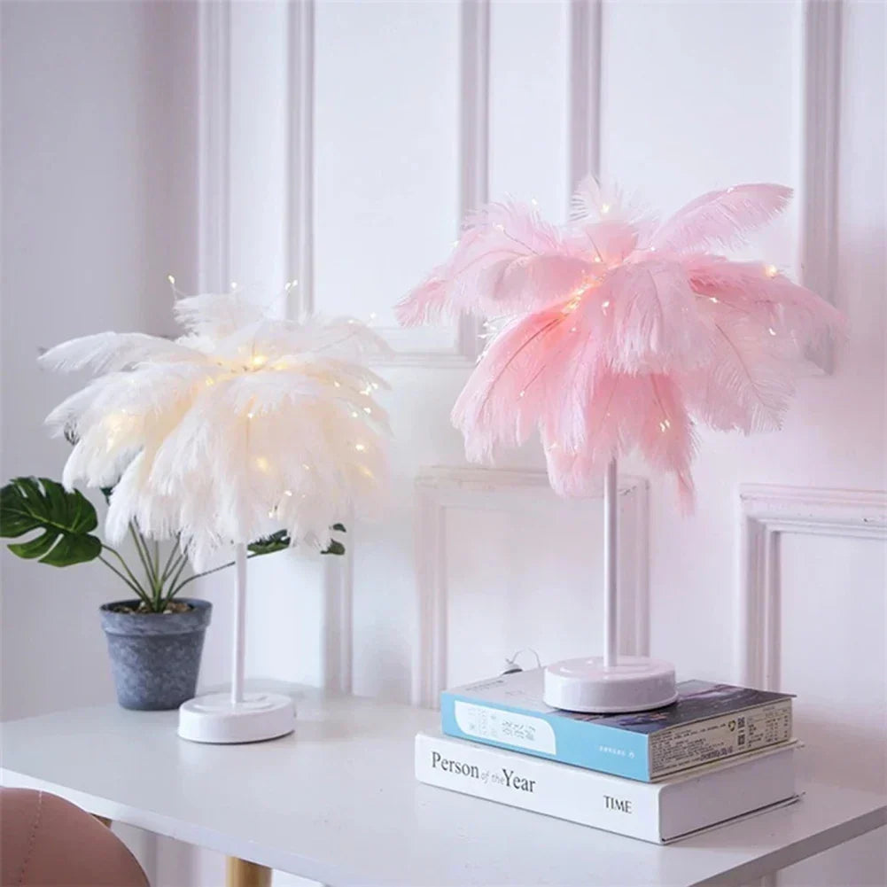 LED Forårs Bordlampe Nattelys USB-drevet Fjernbetjening Natbordlamper