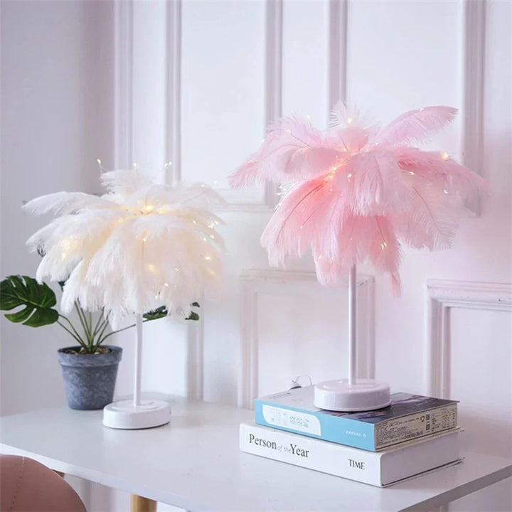 LED Forårs Bordlampe Nattelys USB-drevet Fjernbetjening Natbordlamper