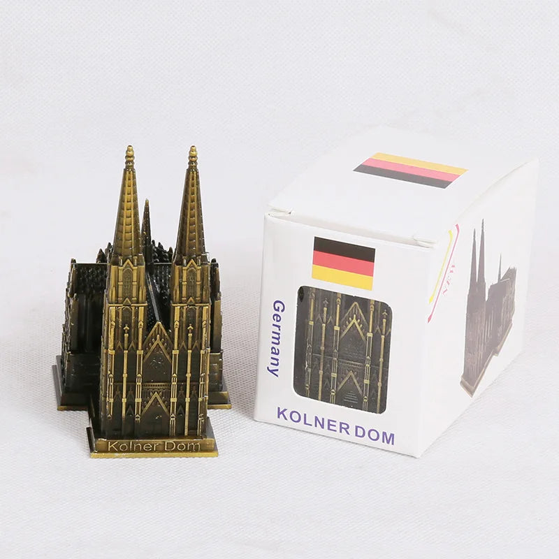 Köln Katedral Model Metal Antik Bronze Tyskland Köln Katedral Bygning Figurer Verdensberømt Landemærke Arkitektur Dekoration