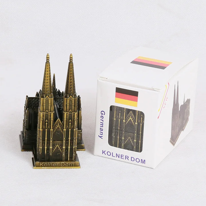 Köln Katedral Model Metal Antik Bronze Tyskland Köln Katedral Bygning Figurer Verdensberømt Landemærke Arkitektur Dekoration