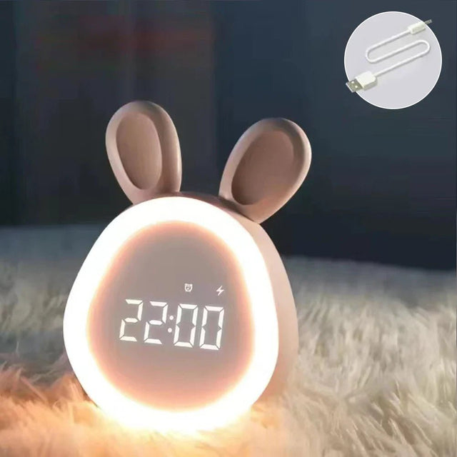 WakkerKonijn – Børne vækkeur med LED natlys og legende kanin design