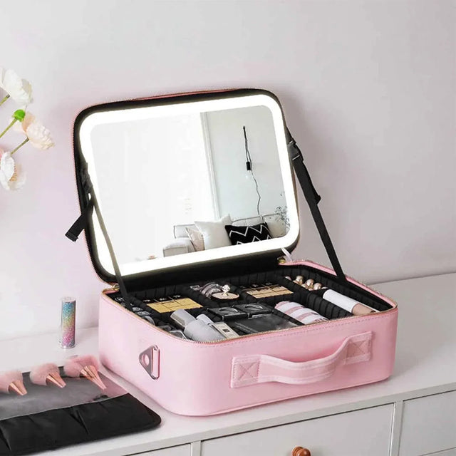 Rejse Kosmetik Taske LED Spejl Makeup Taske