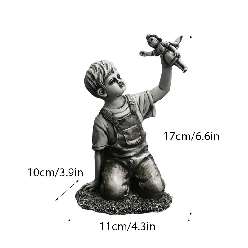 Dropshipping Banksy Skulptur Samling Blomster Kast Statue Pop Art Moderne Ballon Pige Figurine Kontor Hjem Dekoration