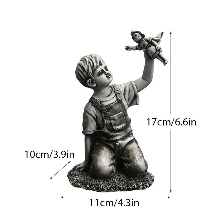 Dropshipping Banksy Skulptur Samling Blomster Kast Statue Pop Art Moderne Ballon Pige Figurine Kontor Hjem Dekoration