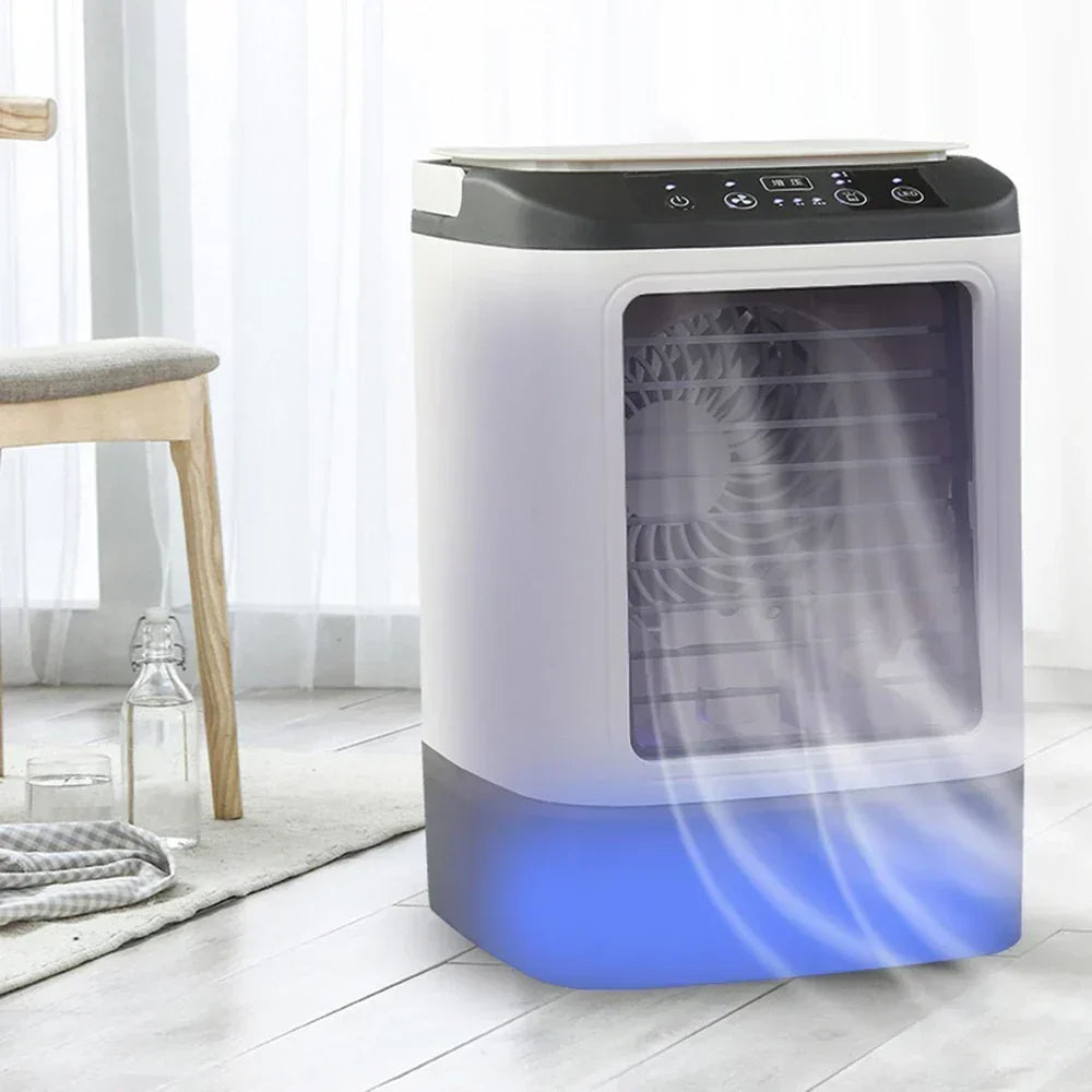 USB Bærbar Mini Aircondition Blæser – 3-Trins Desktop Køleblæser med LED Natlys, Luftkøler til Hjemmet, Kontoret og Camping |