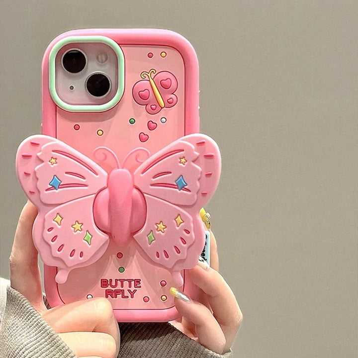 Skøn 3D Foldet Sommerfugl Stødabsorberende iPhone Cover