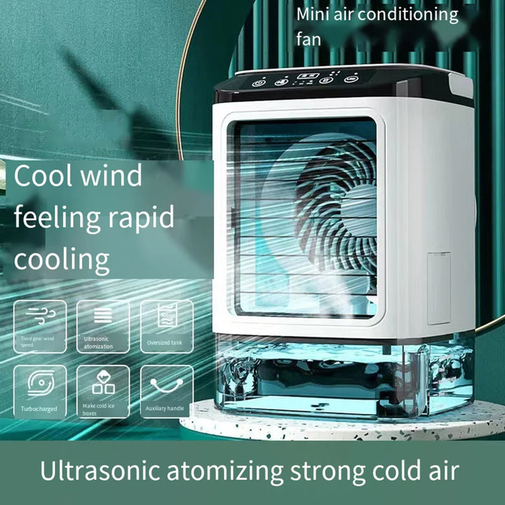 USB Bærbar Mini Aircondition Blæser – 3-Trins Desktop Køleblæser med LED Natlys, Luftkøler til Hjemmet, Kontoret og Camping |