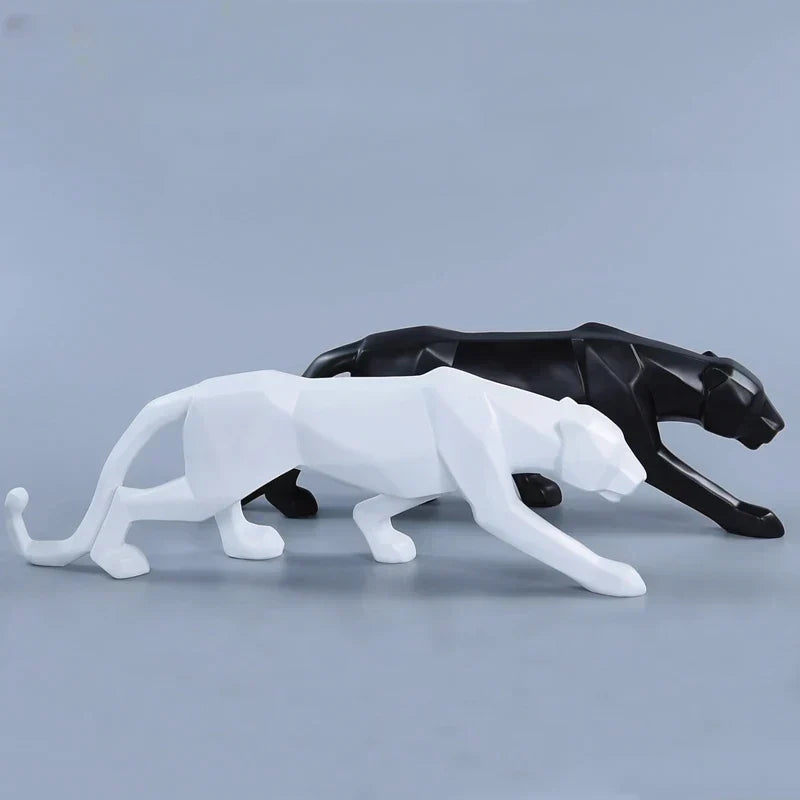 Panther Statue, Dyrefigur, Abstrakt Geometrisk Stil, Harpiks, Leopard Skulptur, Hjemmekontor, Skrivebordsdekoration, Håndværk