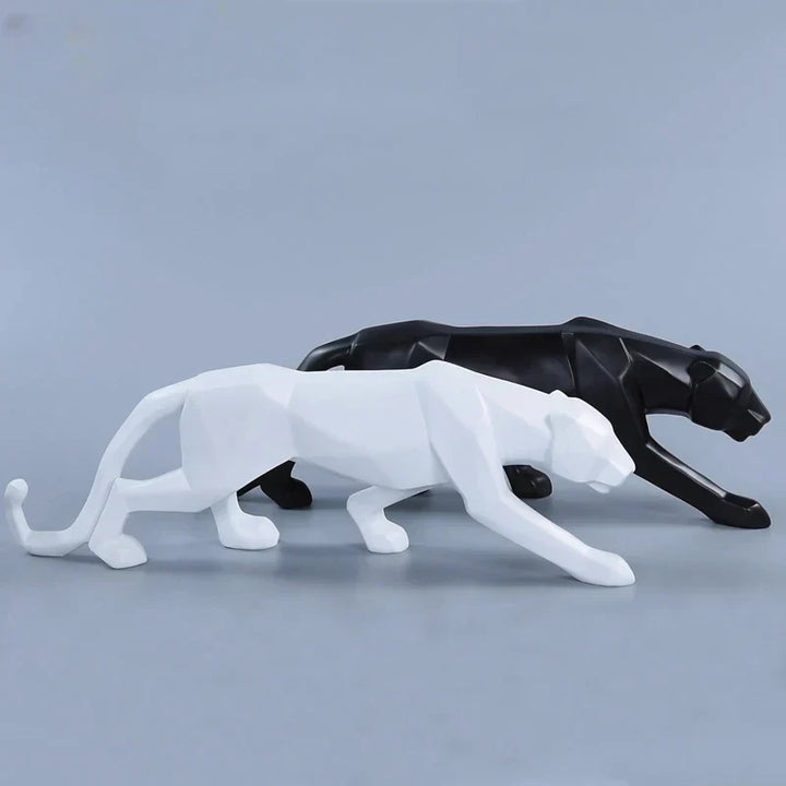 Panther Statue, Dyrefigur, Abstrakt Geometrisk Stil, Harpiks, Leopard Skulptur, Hjemmekontor, Skrivebordsdekoration, Håndværk