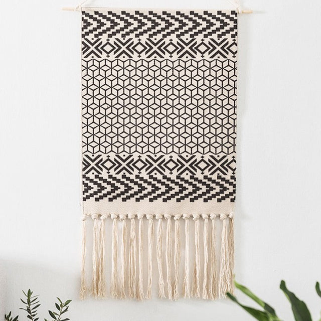 Bohemsk Væg Tapestry, Makrame Vægophæng, Hjem Deko, Bomulds Linned Frynse, Håndlavet, Vævet, Geometrisk Lærred Kunst, Baggrund Væg Tapestries