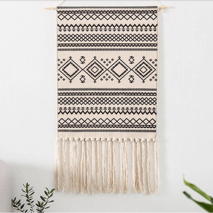 Bohemsk Væg Tapestry, Makrame Vægophæng, Hjem Deko, Bomulds Linned Frynse, Håndlavet, Vævet, Geometrisk Lærred Kunst, Baggrund Væg Tapestries