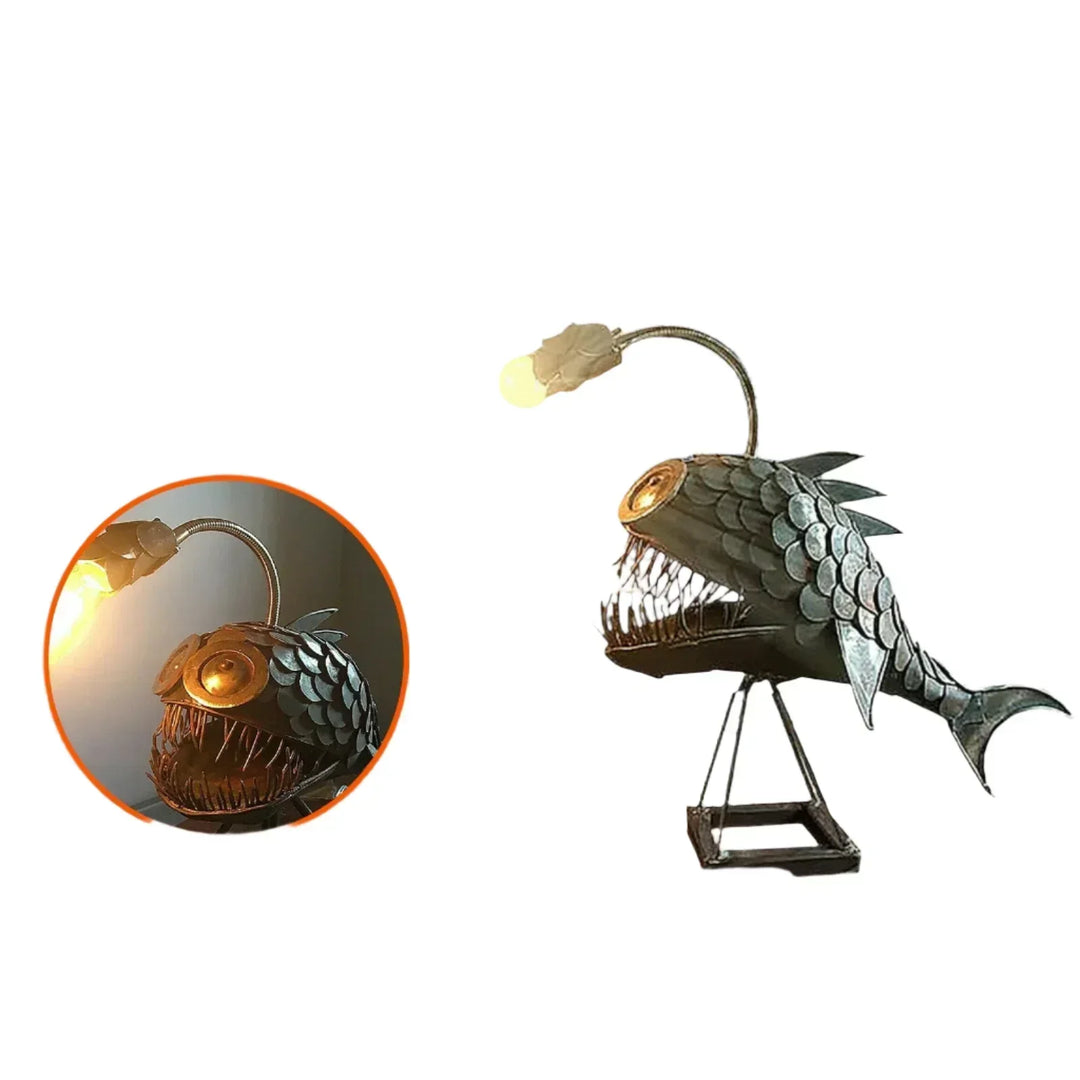 Bordlampe - RusticFish - Justerbart lys - Håndlavet kunstnerisk charme
