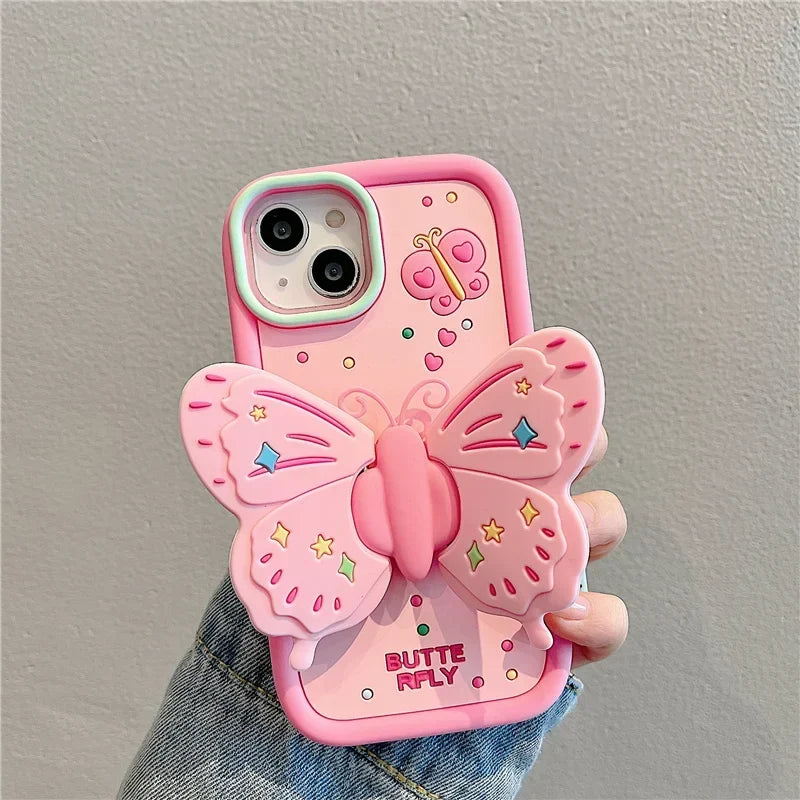 Skøn 3D Foldet Sommerfugl Stødabsorberende iPhone Cover