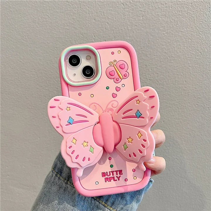 Skøn 3D Foldet Sommerfugl Stødabsorberende iPhone Cover