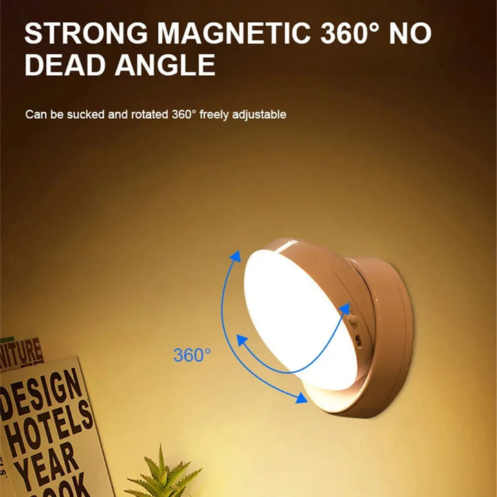 LumiFlex360 LED Natlampe | Bevægelsessensor | 360° Rotérbar | Genopladelig | Magnetisk &amp; Trådløs