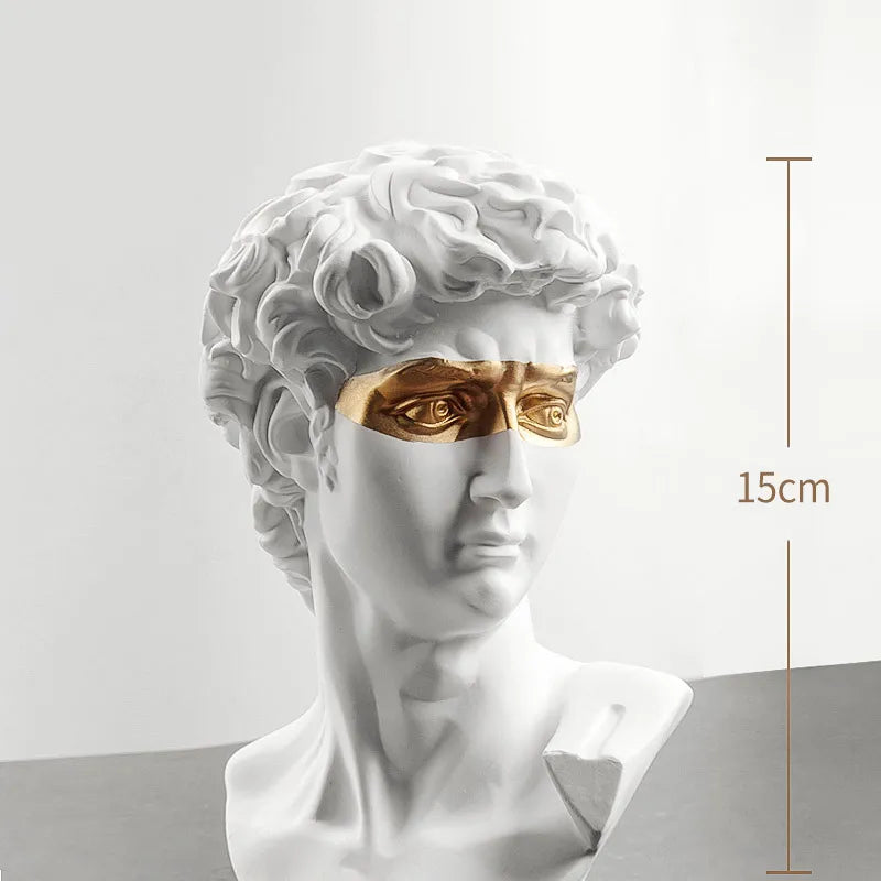 Statuer til dekoration, 15 cm, David, sofabord, hjemmedekoration, ornamenter, byste af et rum lavet af gips, hvid harpiks, dekorativ kunstskulptur
