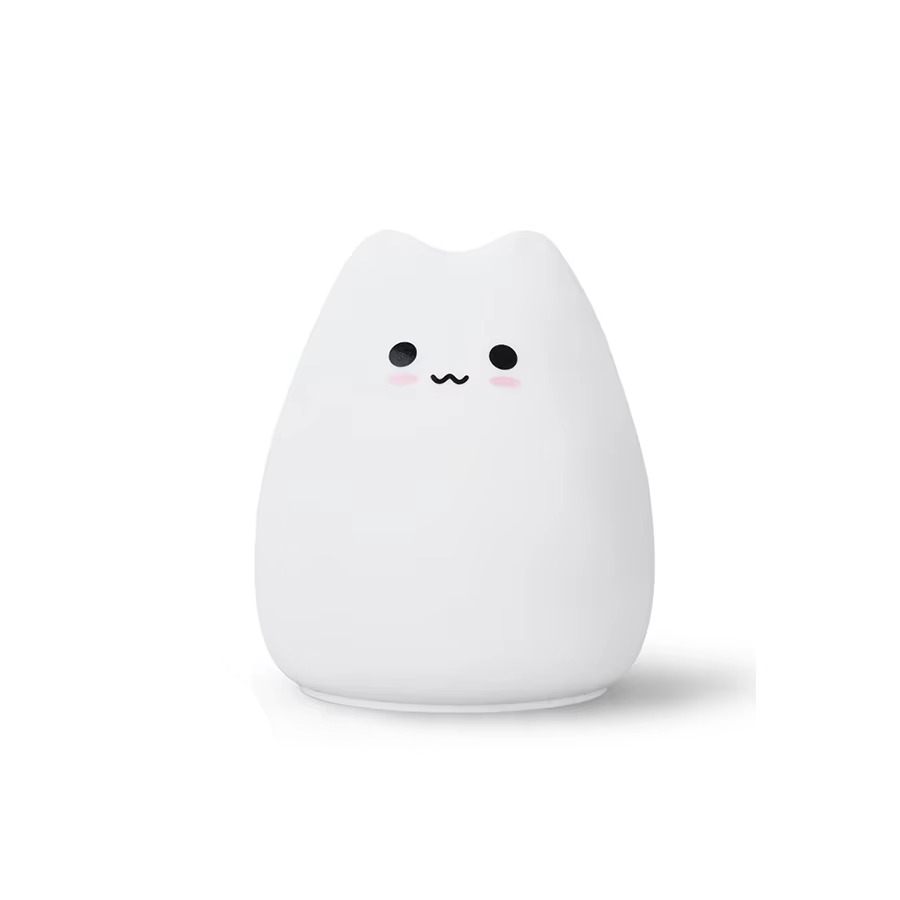 Charmerende Kat Silikone Nattelys med 7-farvet Touch Sensor