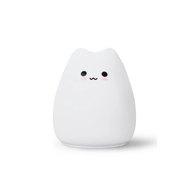 Charmerende Kat Silikone Nattelys med 7-farvet Touch Sensor