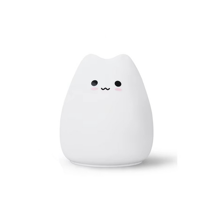 Charmerende Kat Silikone Nattelys med 7-farvet Touch Sensor