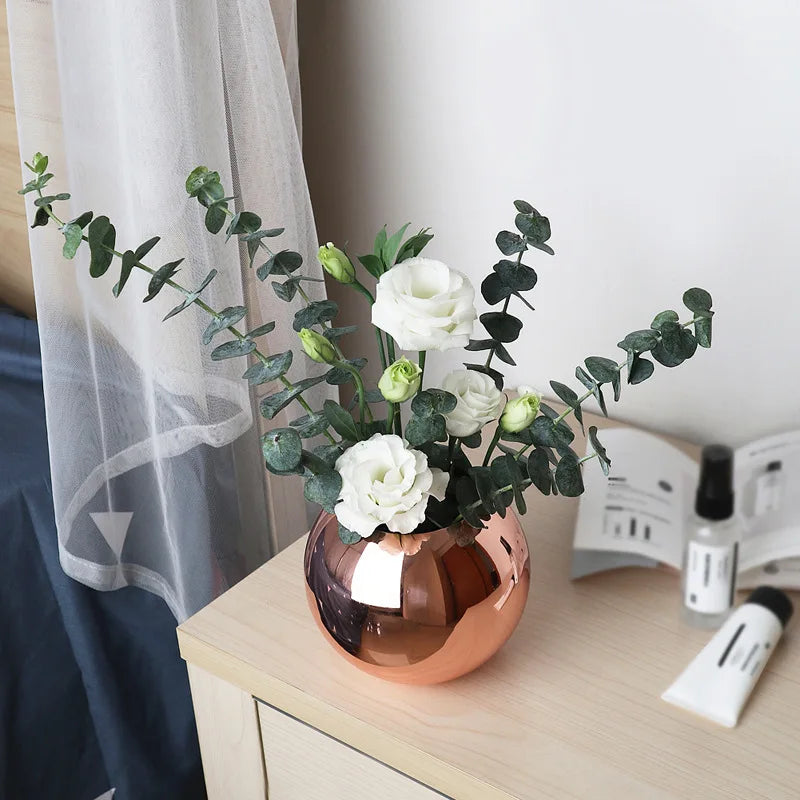 Stål Vase i Nordisk Stil Desktop Blomsterpotte BeFlower Pots Guld Sort Roséguld Klassisk Hjem Deko