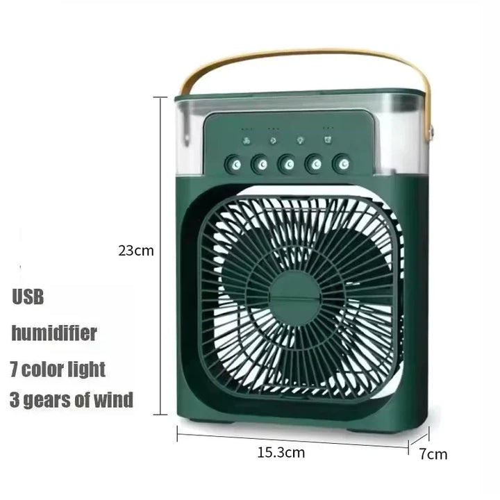 3-i-1 Mini Air Cooler Fan – Bærbar Husholdningsklimaanlæg med LED Natlys, Luftfugter og Justerbar Luft til Hjem &amp; Kontor |