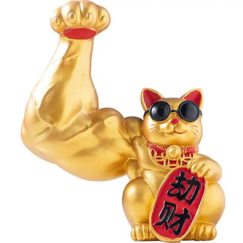 Stor hånd, lykkelig rigdom, viftende kat, guldfarvet viftende håndkat, hjemmeindretning, velkomment viftende kat, skulptur, statue, dekoration, bilornament, gave til butikker