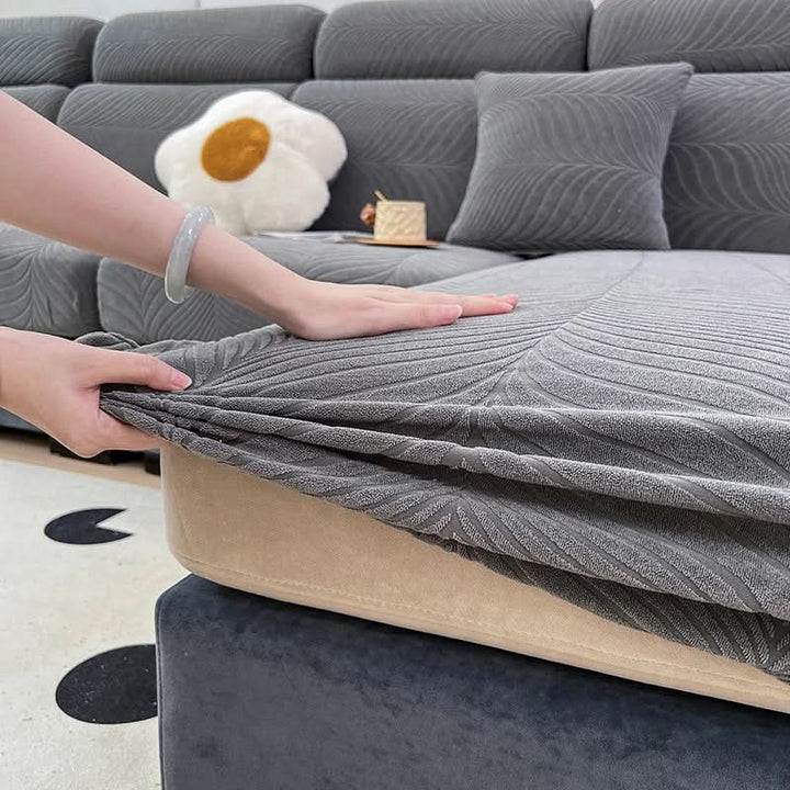 PlushSecure - Elegant Jacquard Sofa Betræk til Skridsikker Komfort