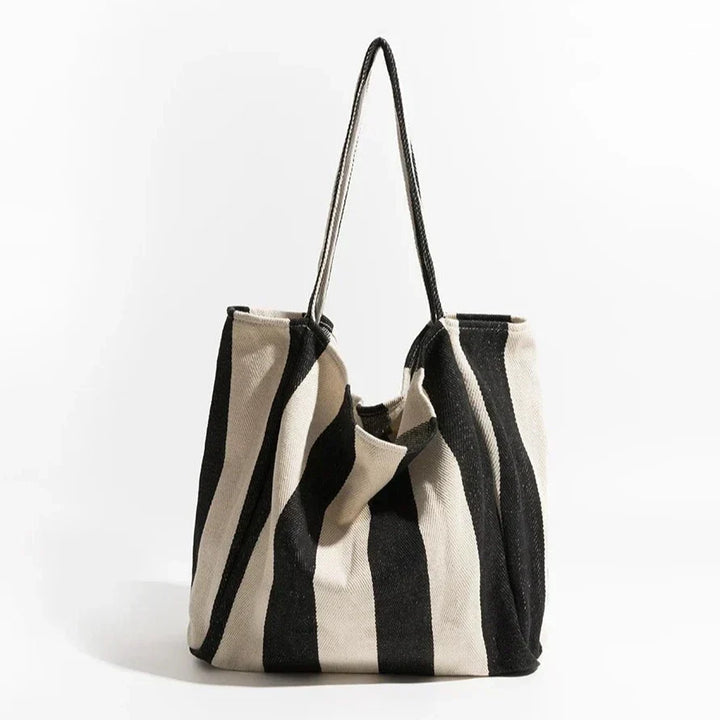 Stribet linned tote bag