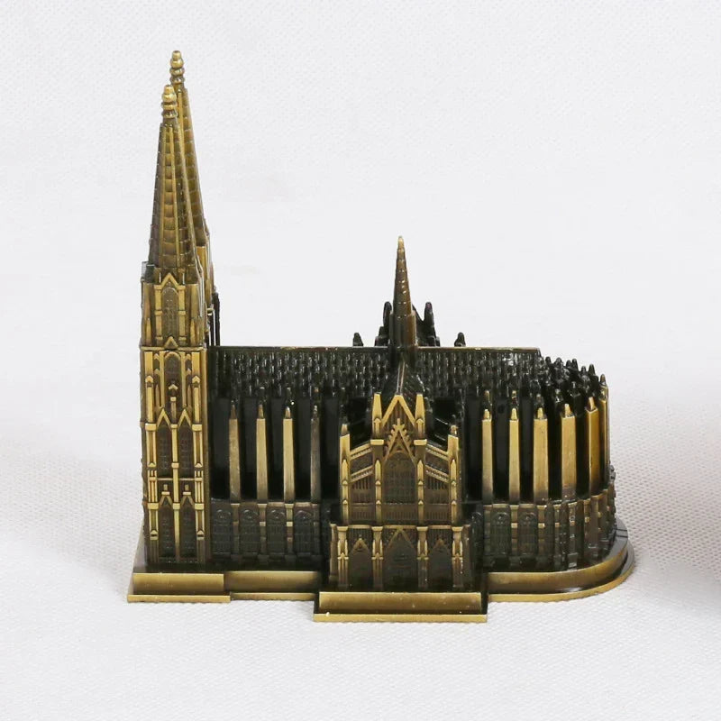 Köln Katedral Model Metal Antik Bronze Tyskland Köln Katedral Bygning Figurer Verdensberømt Landemærke Arkitektur Dekoration