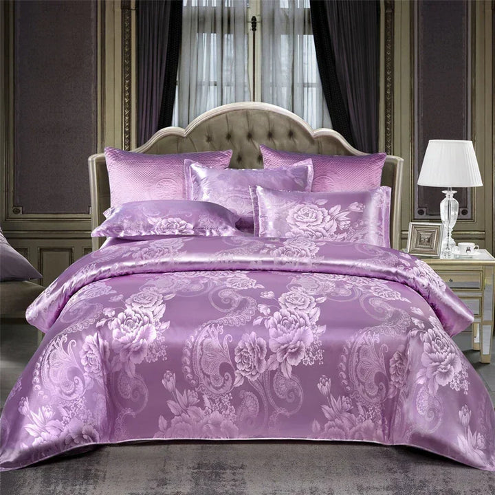 Satin Rayon Jacquard Dynebetræk Sæt 264x229cm – Luksus Sommer Sengetøj til Komfortabel Søvn &amp; Hjemmeindretning