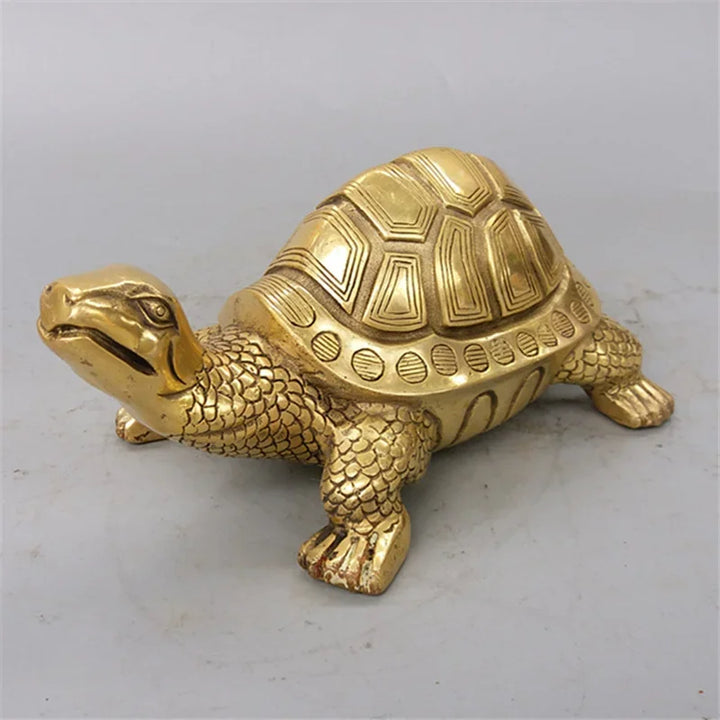 Messing Feng Shui Skildpadde Statue Heldigt Dyr Skulptur for Lang Leve Hjem Kontor Dekoration Figurin Gave Studie Ornament