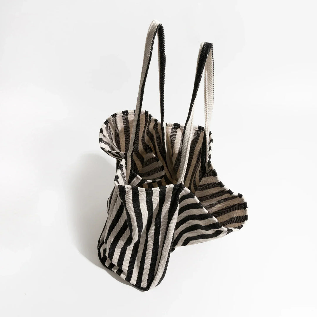 Stribet linned tote bag
