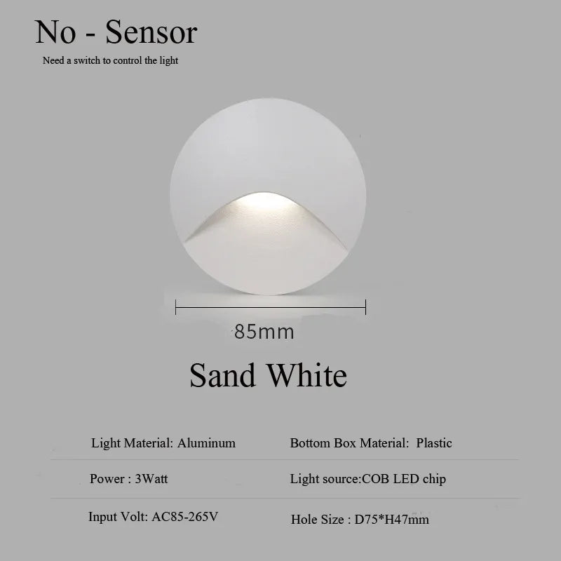 Moderne vandtæt IP65 LED indbygningsvæg lampe til udendørs belysning - 3W indbygget trin- og trappe balkon portal lys