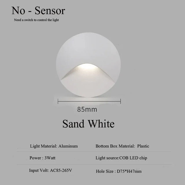 Moderne vandtæt IP65 LED indbygningsvæg lampe til udendørs belysning - 3W indbygget trin- og trappe balkon portal lys