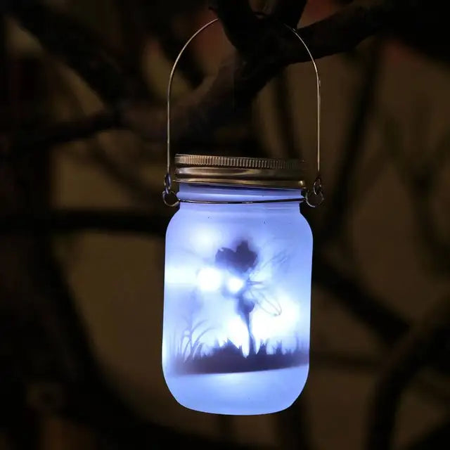 Glas Fe Lampe - Solenergi Mason Jar Lanterne, IP65 Vandtæt Udendørs Hængelys