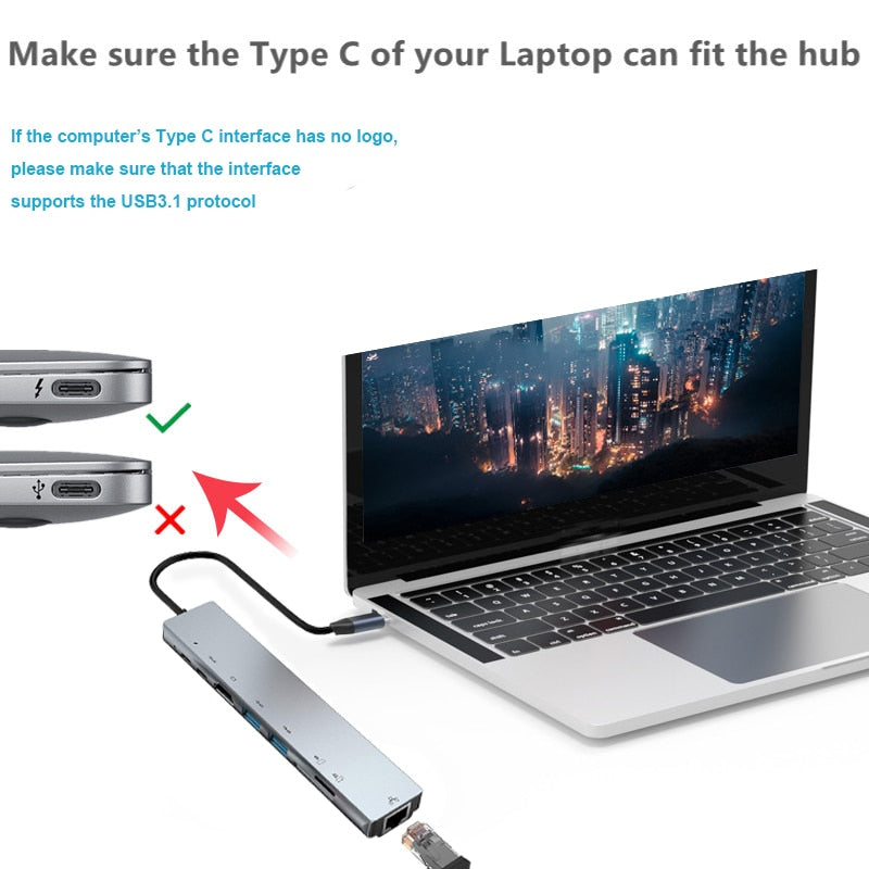 Thunderbolt 3 USB-C Hub med HDMI, PD, SD/TF til MacBook Air M1 og iPad Pro