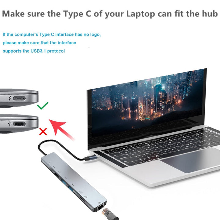 Thunderbolt 3 USB-C Hub med HDMI, PD, SD/TF til MacBook Air M1 og iPad Pro