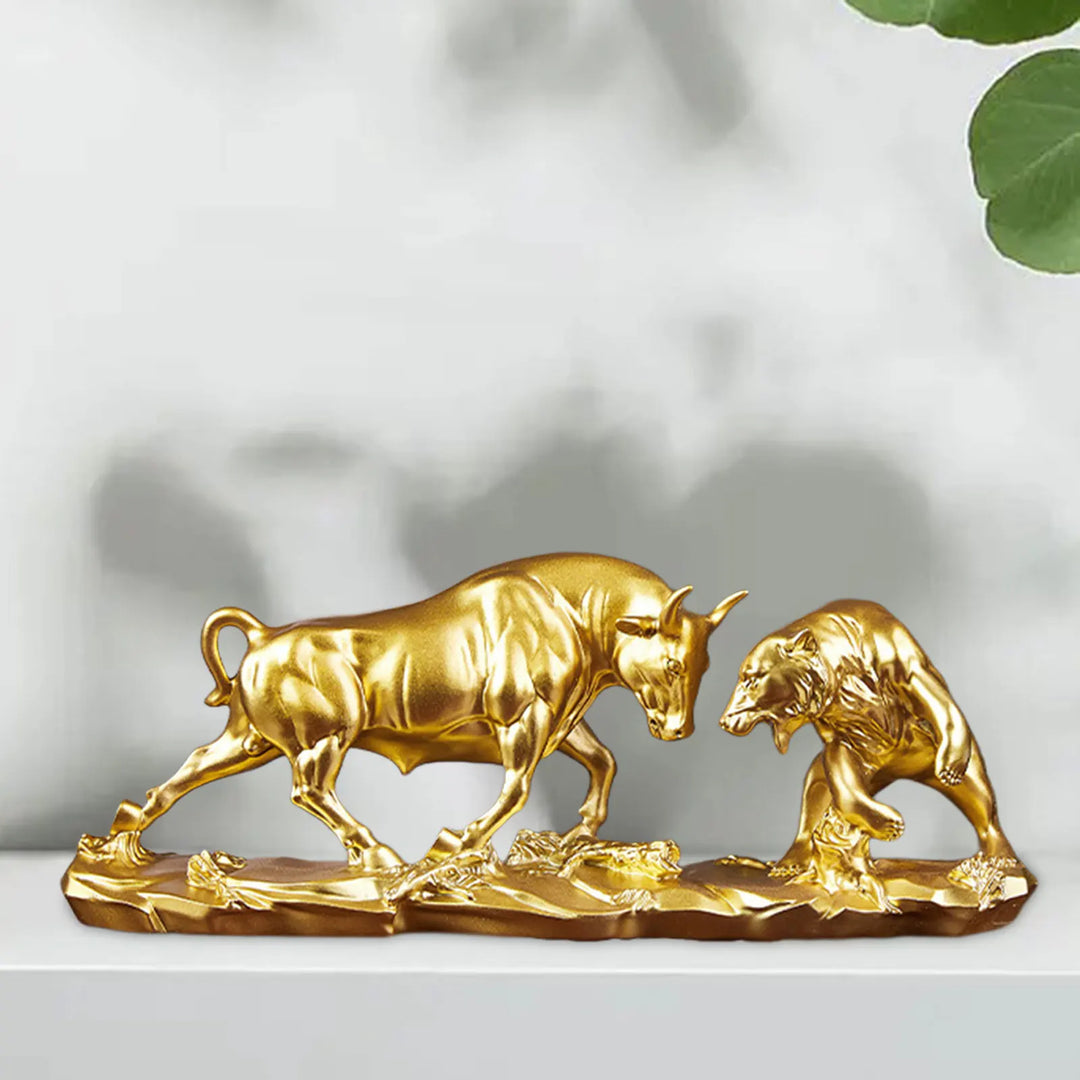 Feng Shui Bjørn og Tyr Statue, Tyr Figur, Samling Ko Skulpturer Dyr
