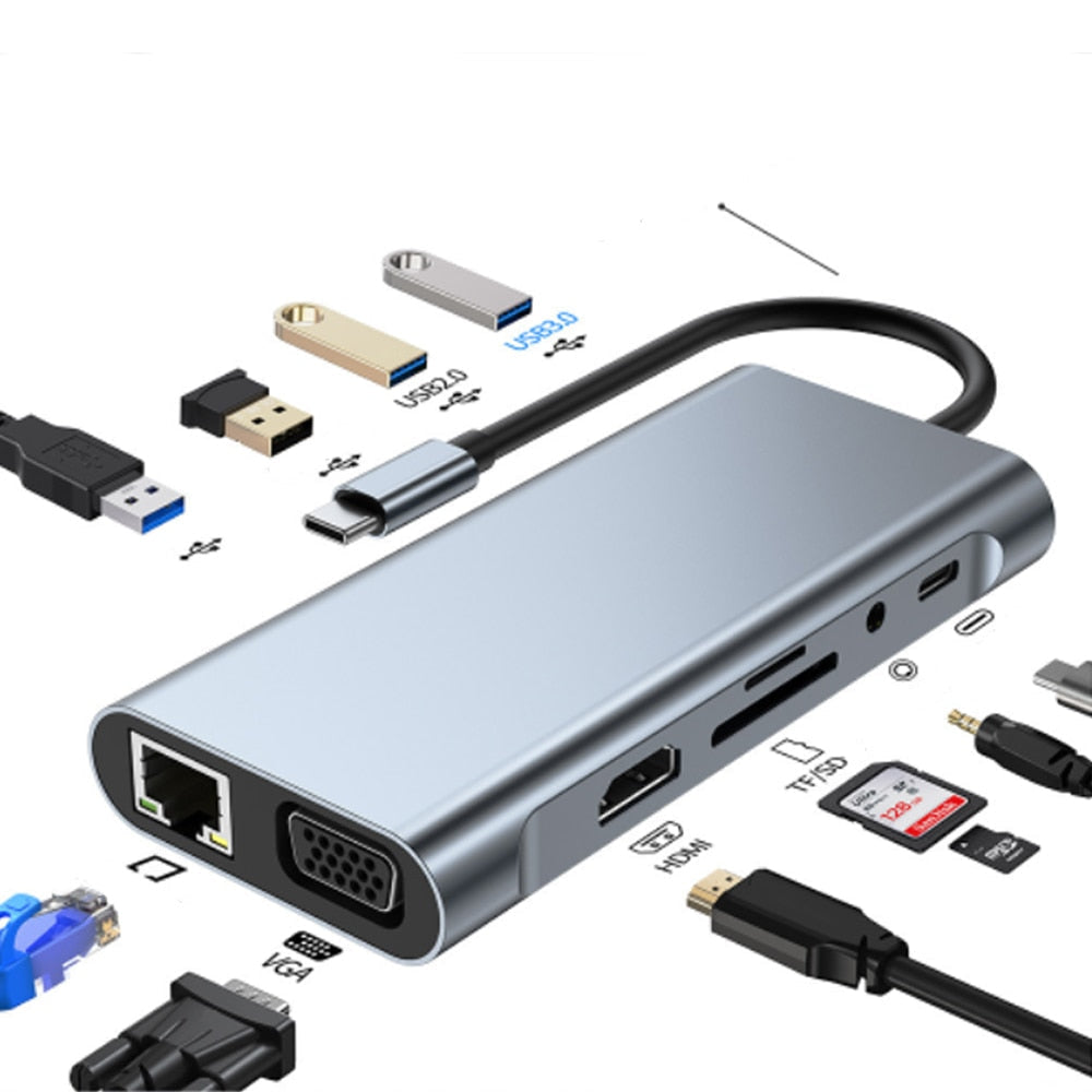 Thunderbolt 3 USB-C Hub med HDMI, PD, SD/TF til MacBook Air M1 og iPad Pro