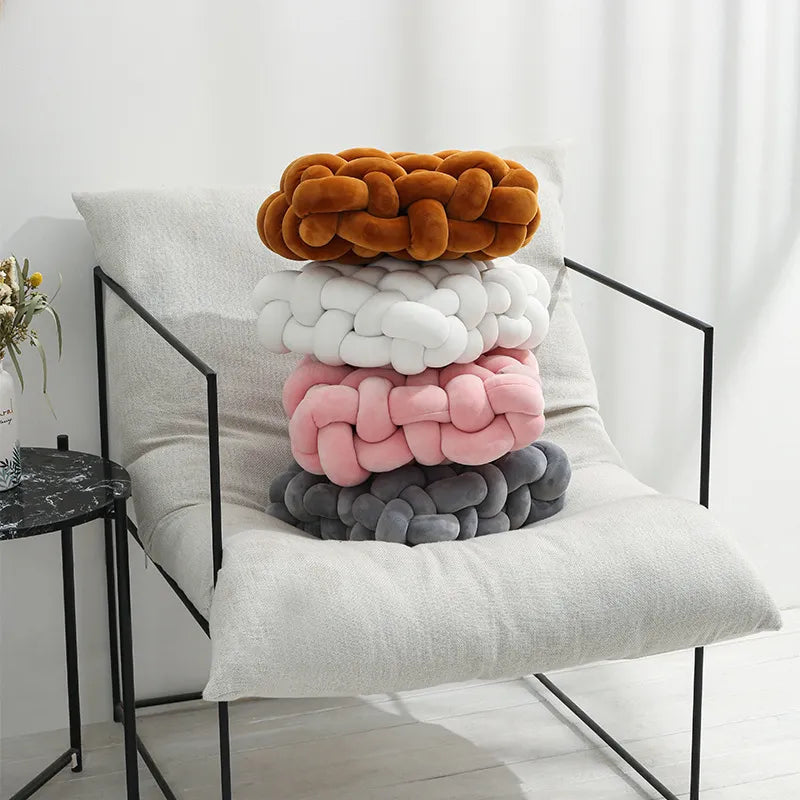 Stue Blød Plush Knude Pude Sofa Pude Ensfarvet Kvadrat Håndvævet Hjem Kaste Pude Kvadrat Vævet Sæde Pude