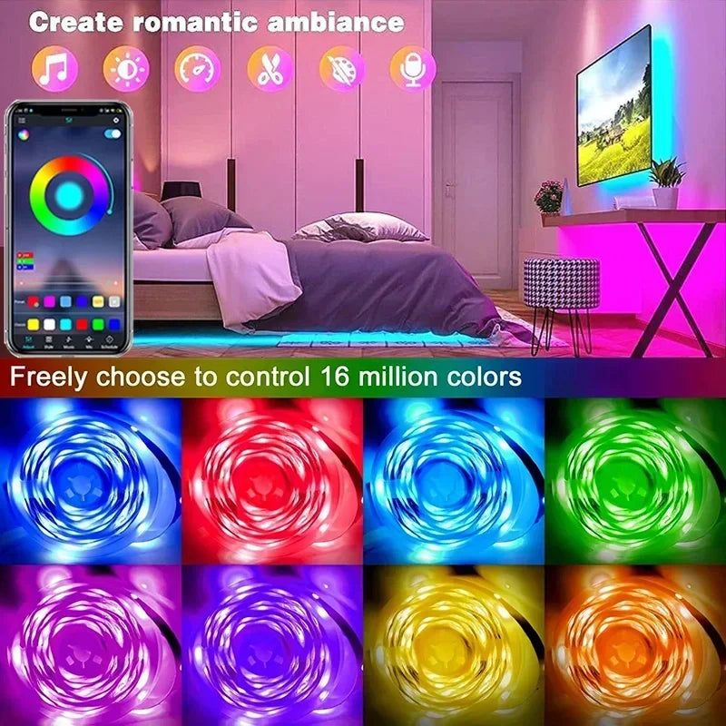 RGB 5050 LED Strip Lys med Fjernbetjening &amp; App Kontrol - USB-drevet