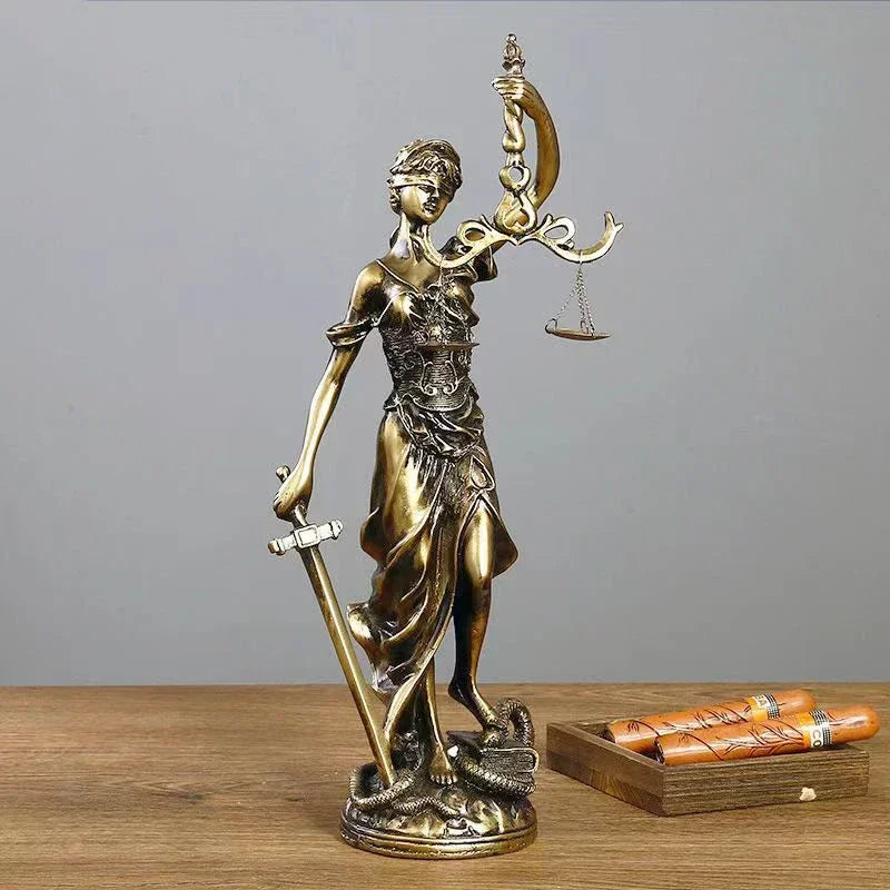 ERMAKOVA Europæisk antik bronze græsk gudinde for retfærdighed statue Fair Angels resin skulptur ornamenter skrivebord hjemme dekoration gave