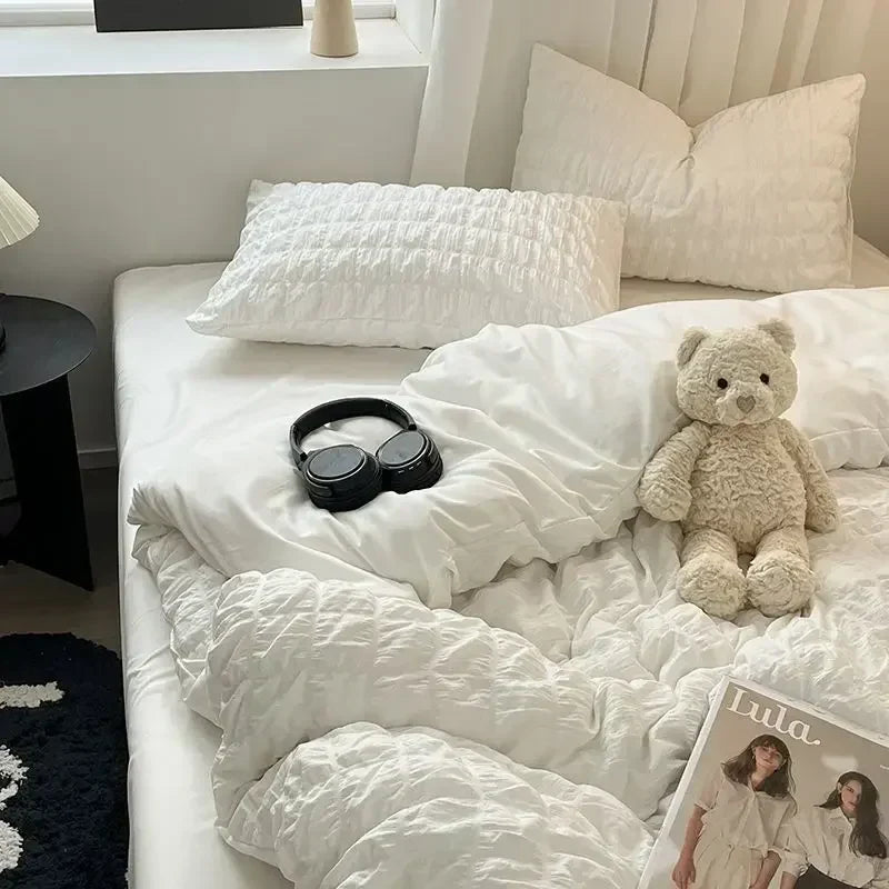 ChicParis | Seersucker Sengetøjssæt – Let, Blødt &amp; Elegant Fransk-Style Dynecover Sæt